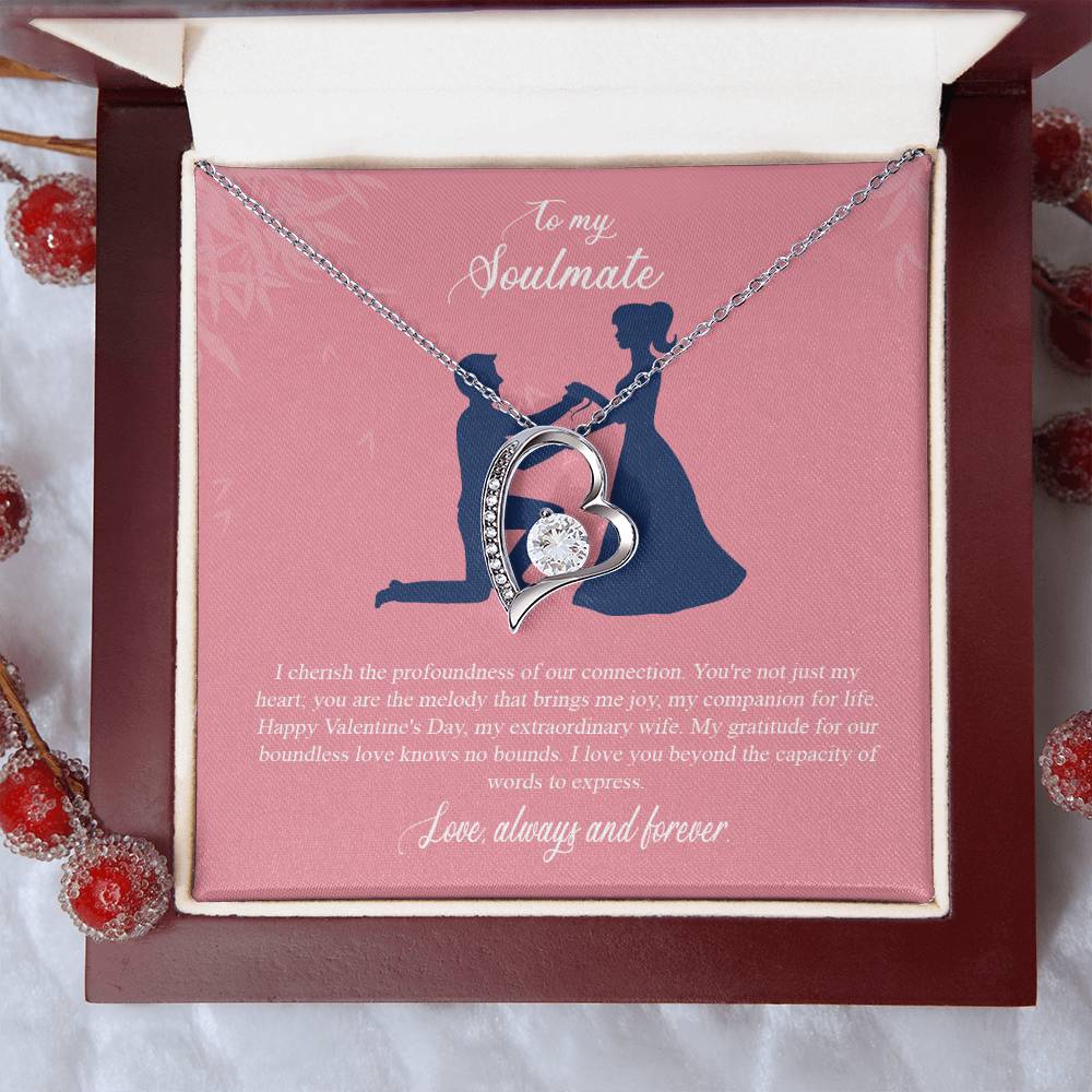 valentine-2b Forever Love Necklace, Gift to My Soulmate with Beautiful Message Card