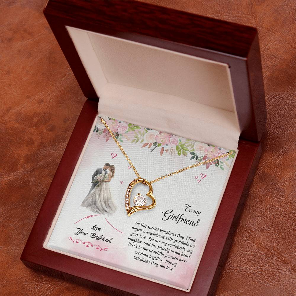 valentine-6c Forever Love Necklace, Gift to my Girlfriend with Beautiful Message Card