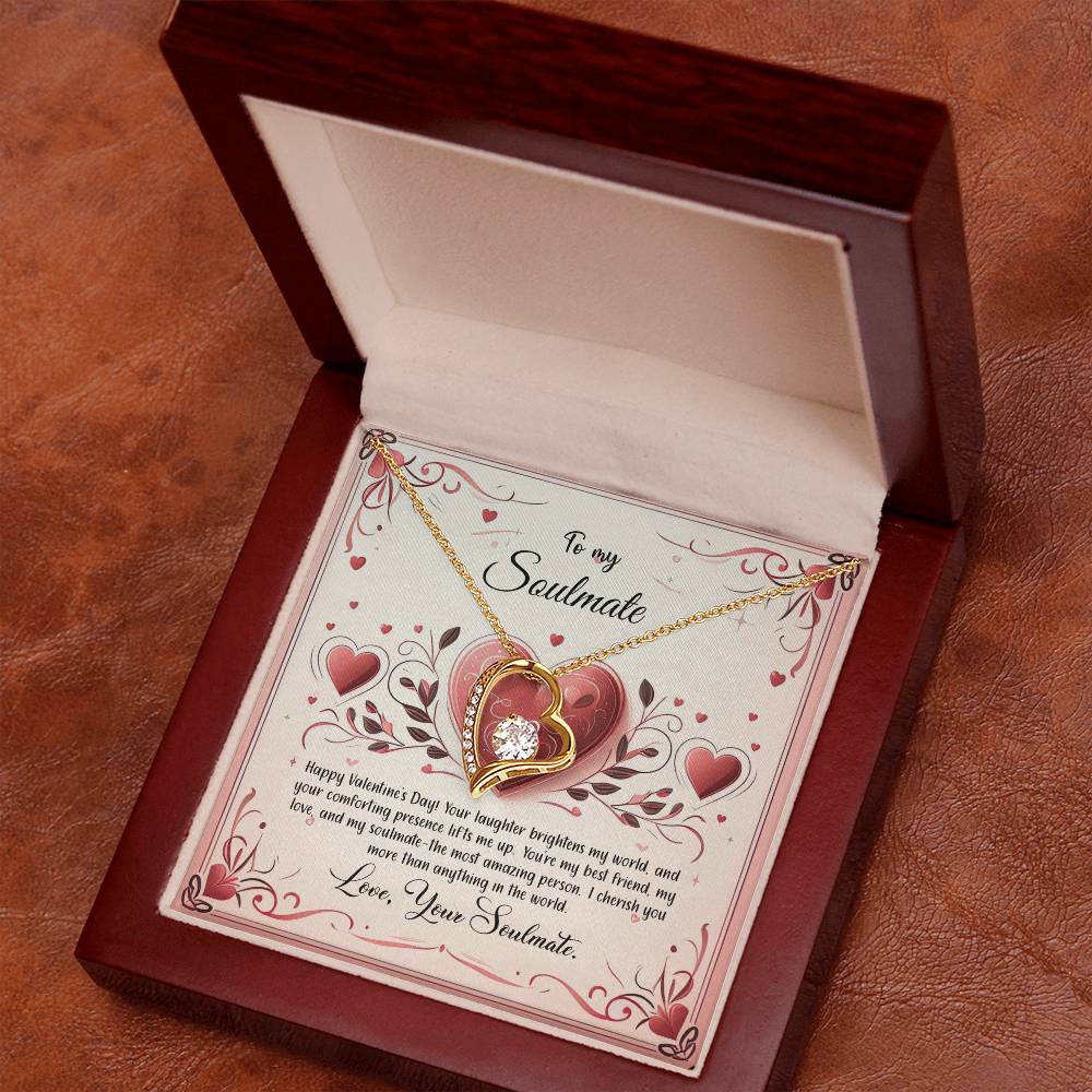 Valentine-st12b Forever Love Necklace, Gift to My Soulmate with Beautiful Message Card