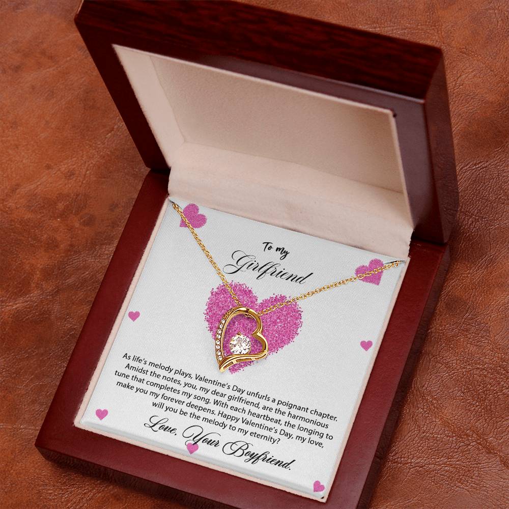 valentine-8c Forever Love Necklace, Gift to my Girlfriend with Beautiful Message Card