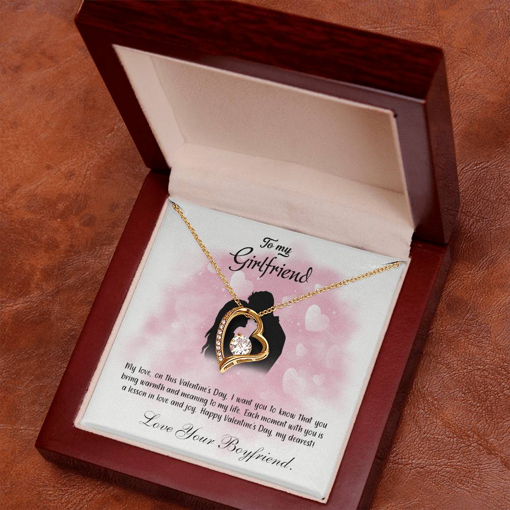 valentine-5c Forever Love Necklace, Gift to my Girlfriend with Beautiful Message Card