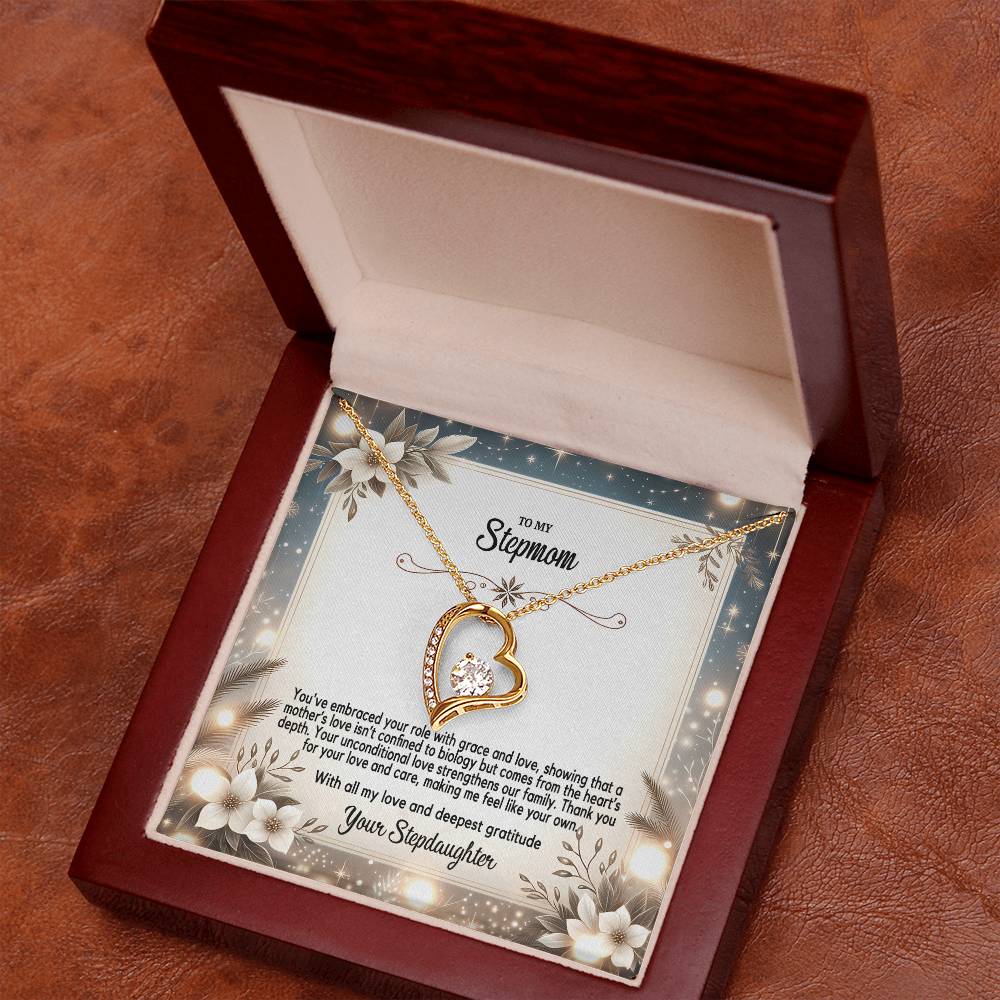 4055(c) Forever Love Necklace, Gift to my Stepmom with Beautiful Message Card