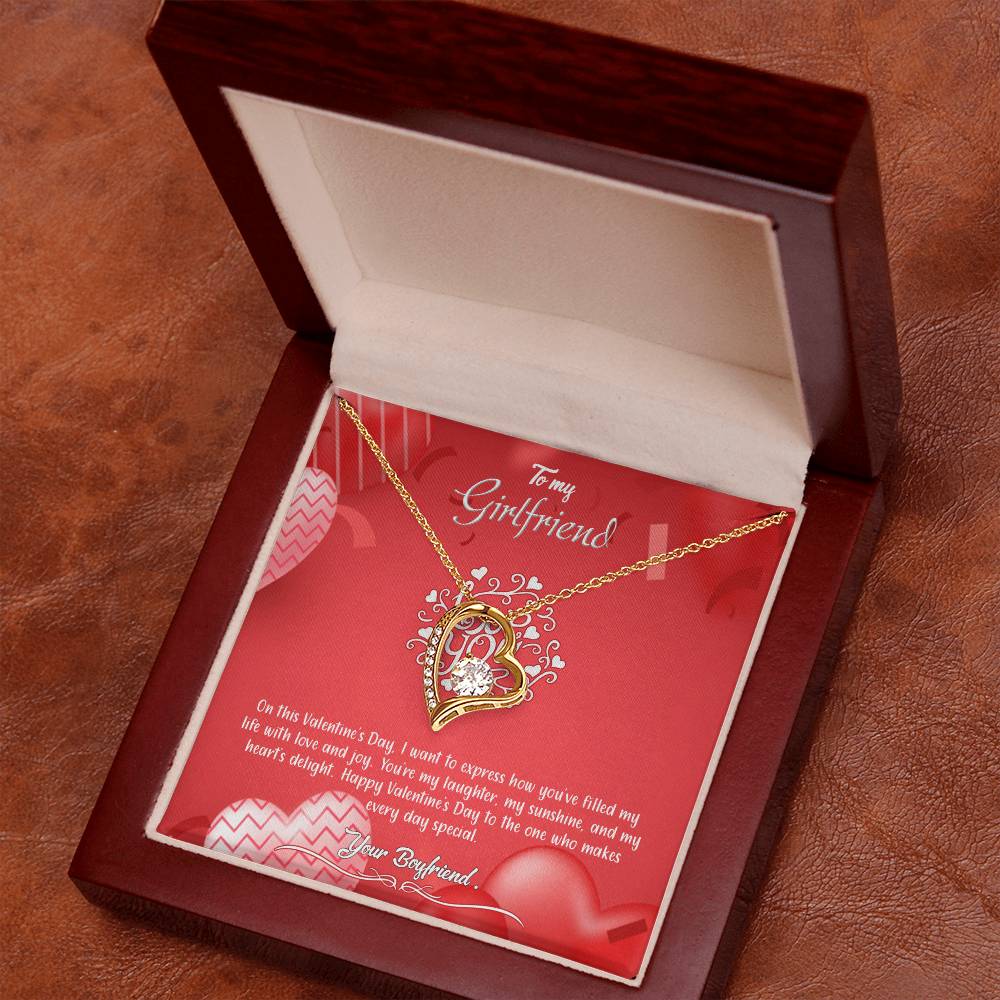 valentine-4c Forever Love Necklace, Gift to my Girlfriend with Beautiful Message Card