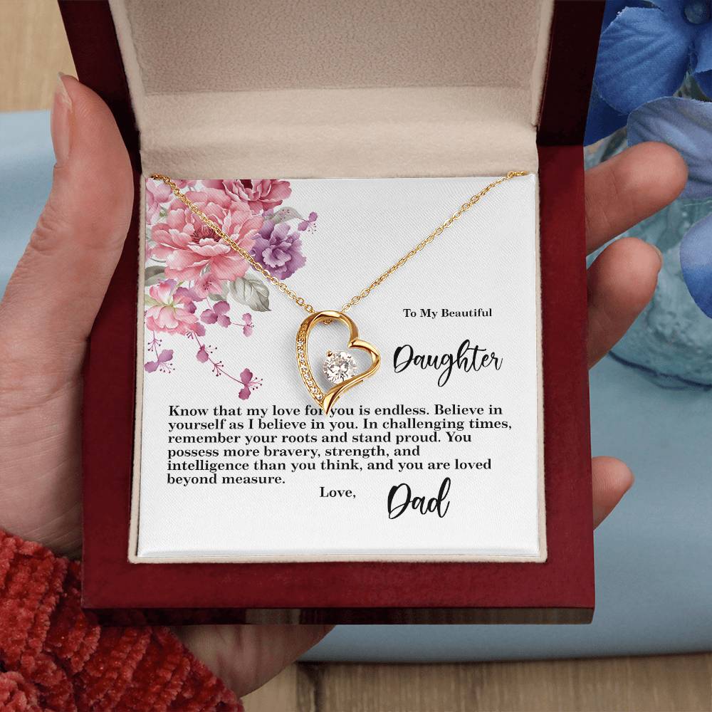 4027b Forever Love Necklace, Gift to my Daughter with Beautiful Message Card