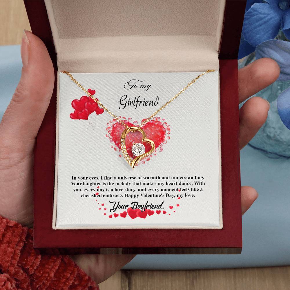 valentine-20c Forever Love Necklace, Gift to my Girlfriend with Beautiful Message Card