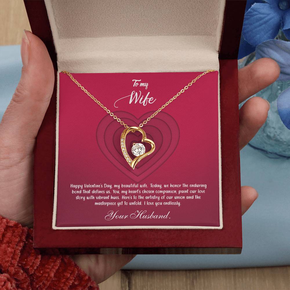 valentine-9a Forever Love Necklace, Gift to my Wife with Beautiful Message Card