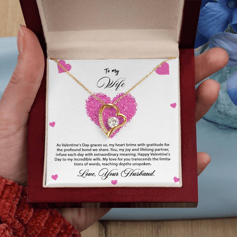 valentine-8a Forever Love Necklace, Gift to my Wife with Beautiful Message Card