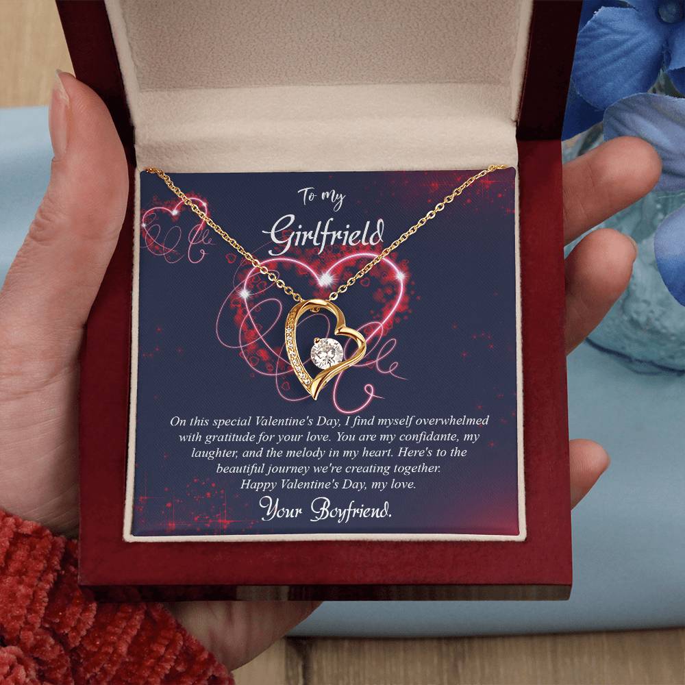 valentine-7c Forever Love Necklace, Gift to my Girlfriend with Beautiful Message Card