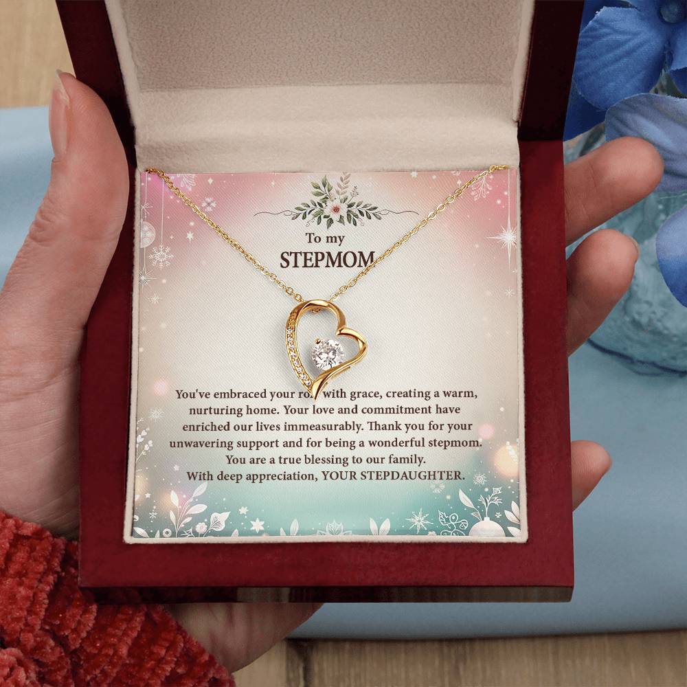 4057k Forever Love Necklace, Gift to my Stepmom with Beautiful Message Card