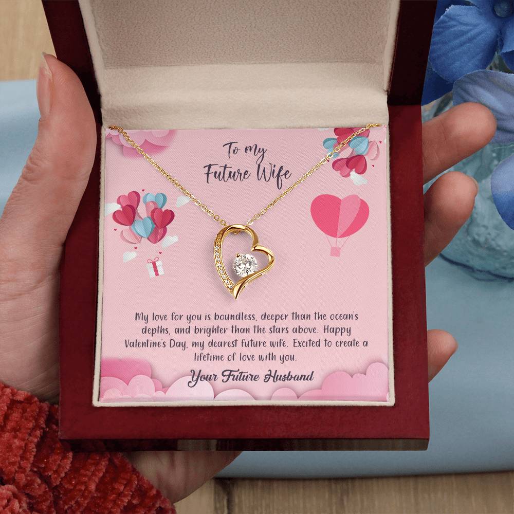 valentine-28d Forever Love Necklace, Gift to my Future Wife with Beautiful Message Card