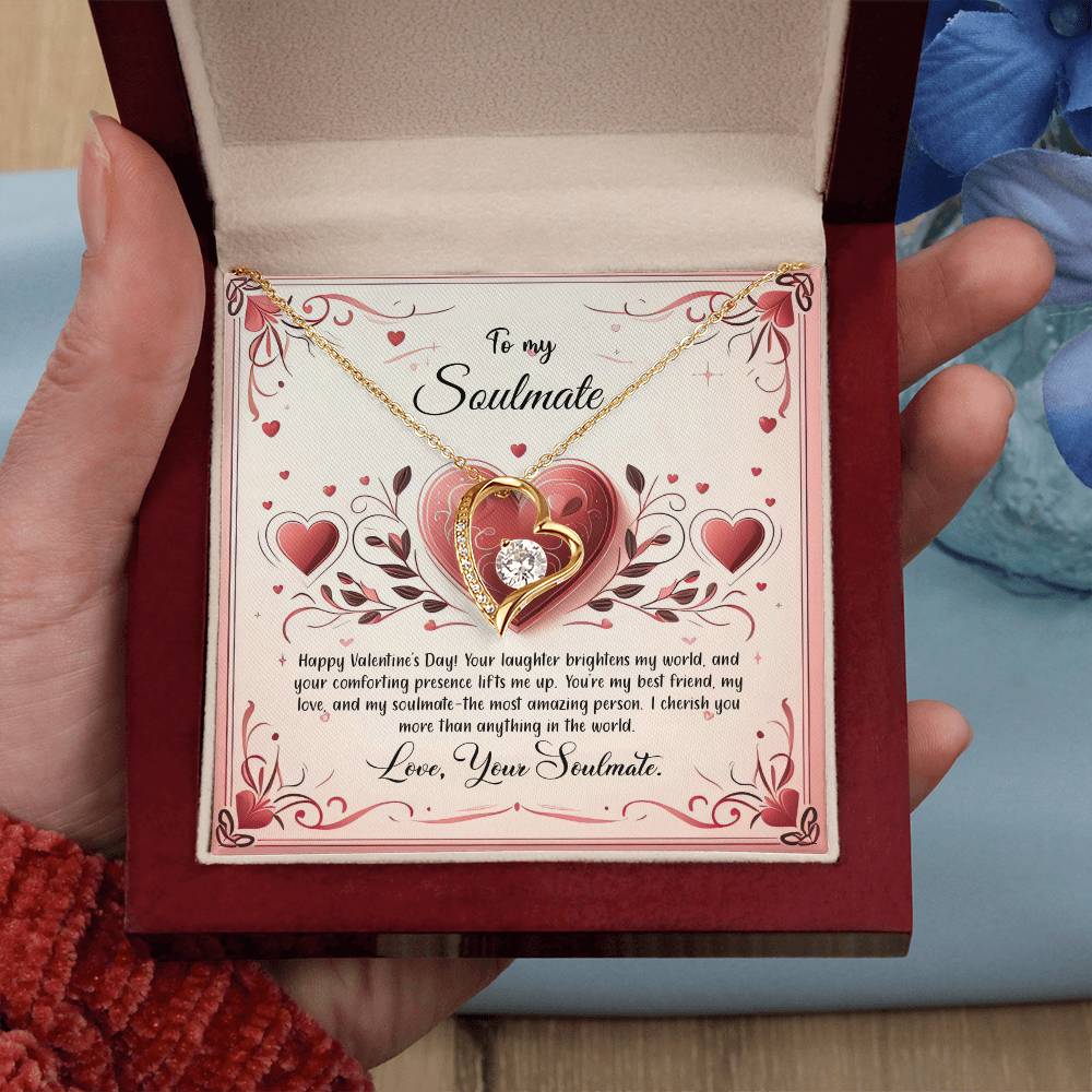 Valentine-st12b Forever Love Necklace, Gift to My Soulmate with Beautiful Message Card