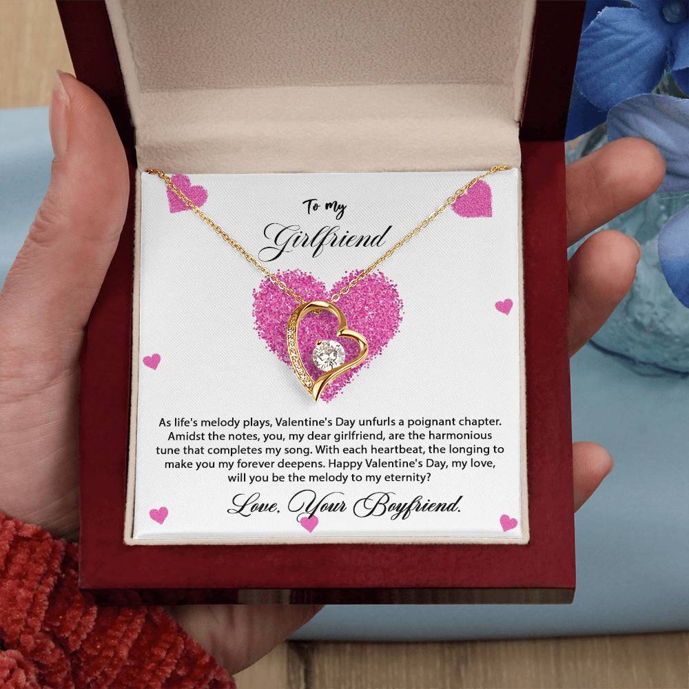 valentine-8c Forever Love Necklace, Gift to my Girlfriend with Beautiful Message Card