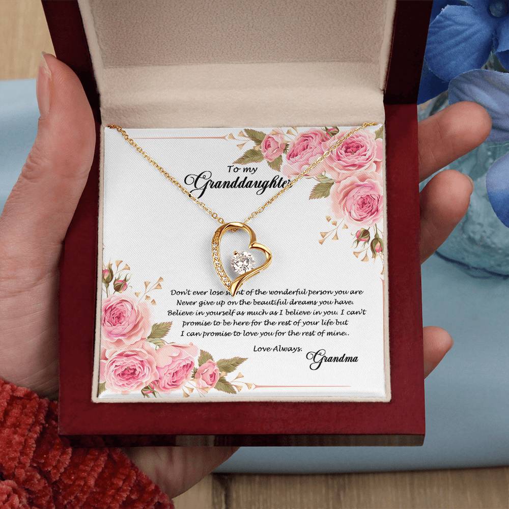 4034 (a) Forever Love Necklace, Gift to my Granddaughter with Beautiful Message Card