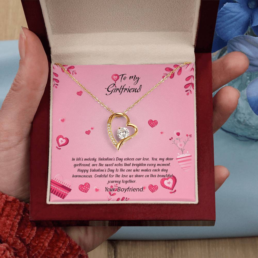 valentine-16c Forever Love Necklace, Gift to my Girlfriend with Beautiful Message Card