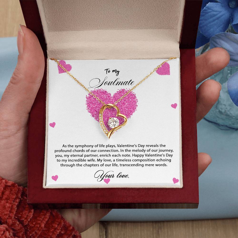 valentine-8b Forever Love Necklace, Gift to My Soulmate with Beautiful Message Card