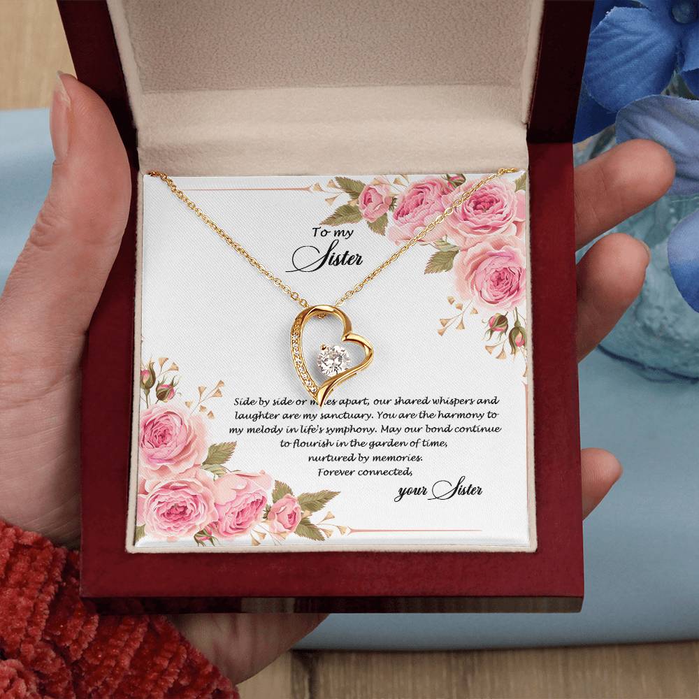 4034c Forever Love Necklace, Gift to my Sister with Beautiful Message Card