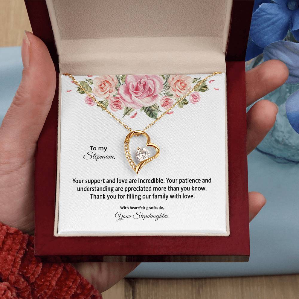 4031d Forever Love Necklace, Gift to my Stepmom with Beautiful Message Card