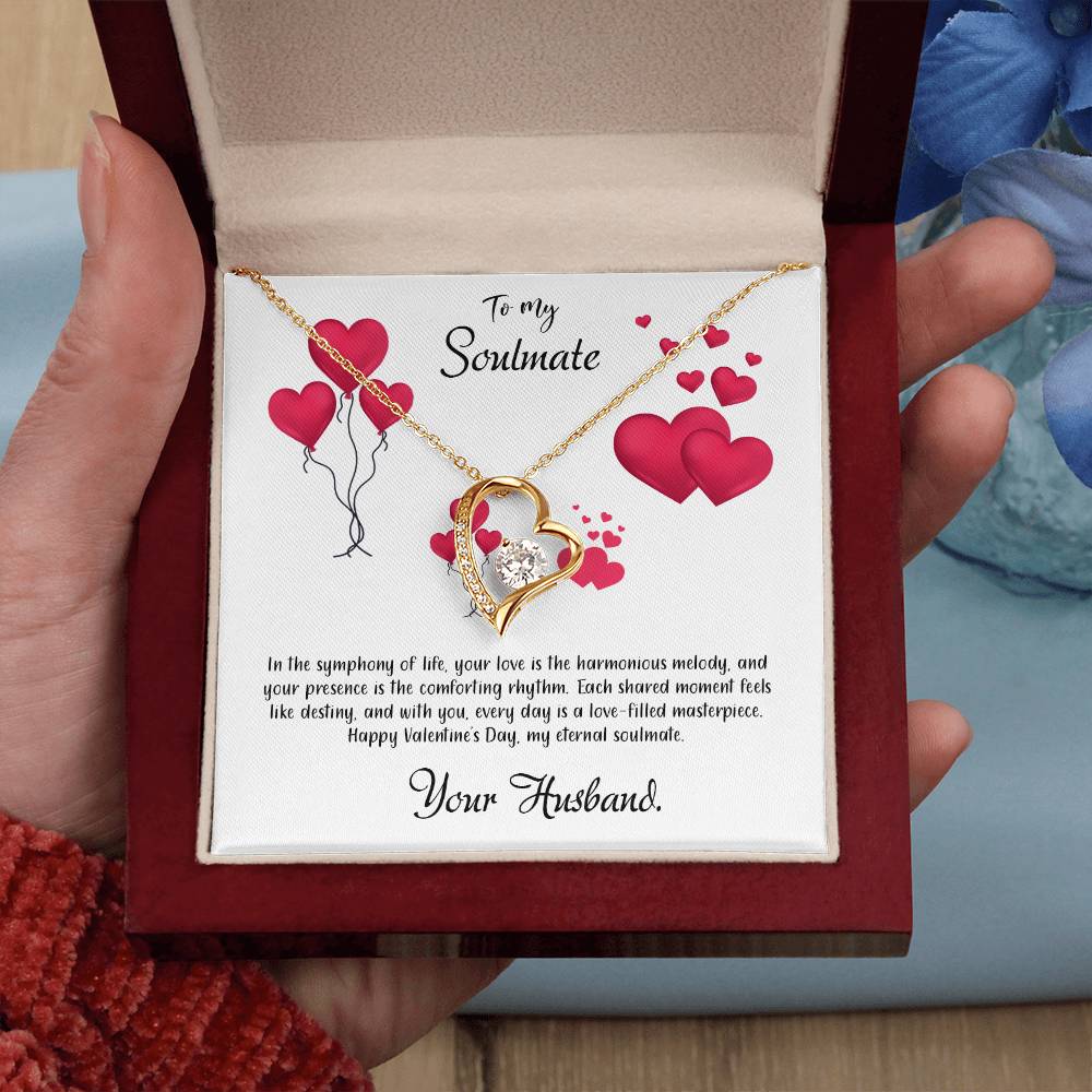 valentine-11b Forever Love Necklace, Gift to My Soulmate with Beautiful Message Card