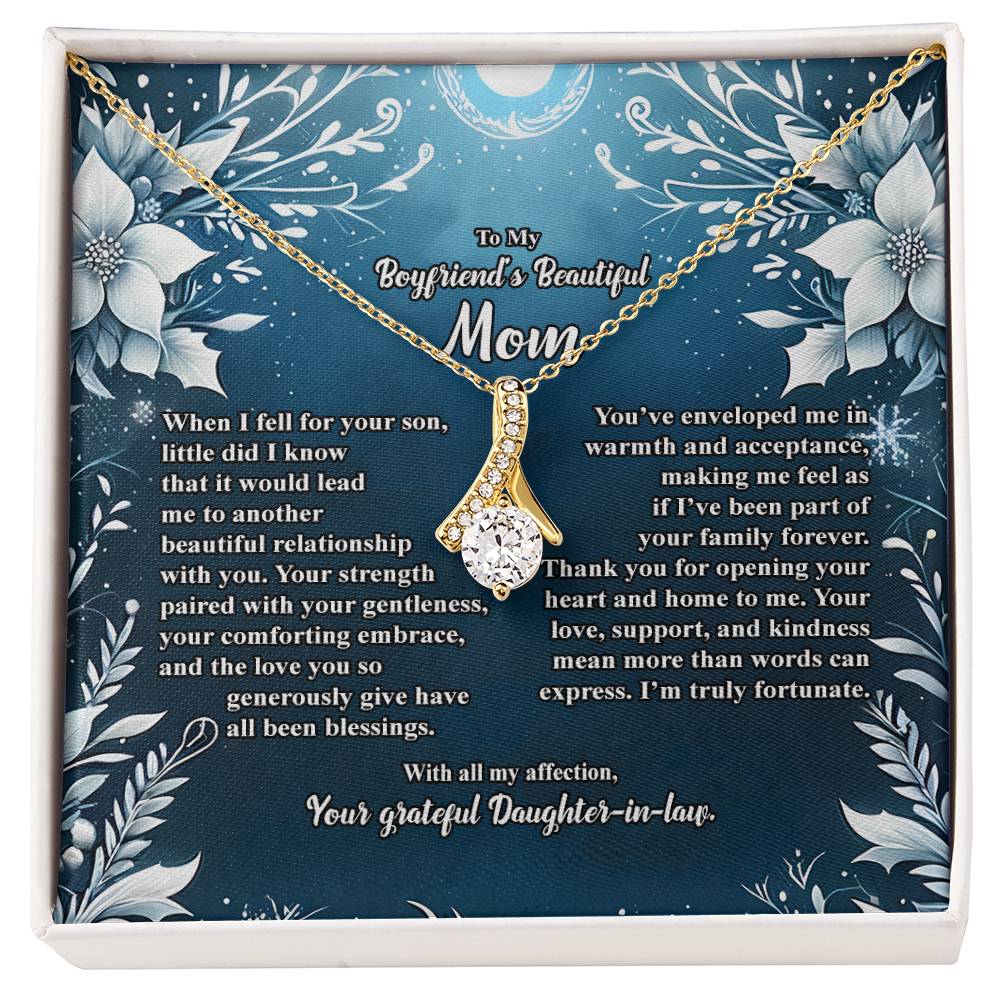 4046c Alluring Beauty Necklace, Gift to my Boyfriend's Mom with Beautiful Message Card