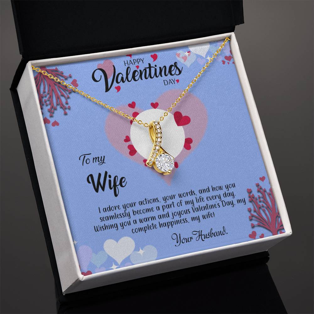 valentine-30a Alluring Beauty Necklace, Gift to my Wife with Beautiful Message Card