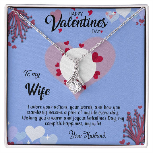 valentine-30a Alluring Beauty Necklace, Gift to my Wife with Beautiful Message Card