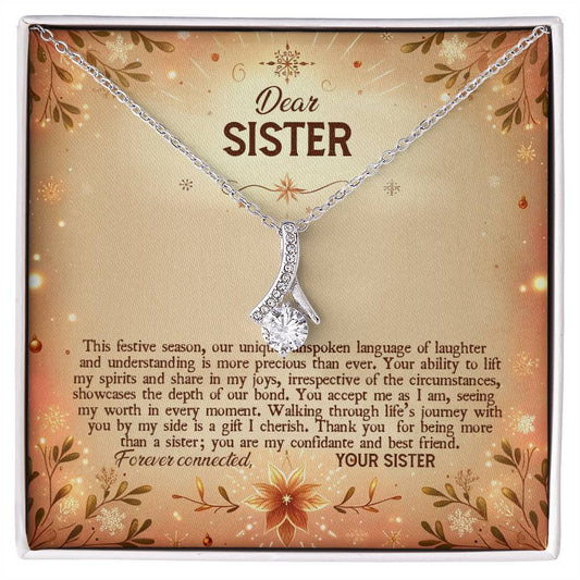 4043b Alluring Beauty Necklace, Gift to my Sister with Beautiful Message Card