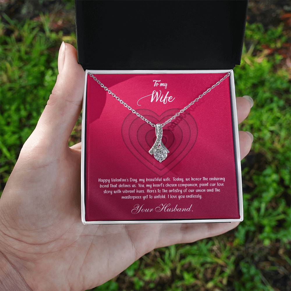 valentine-9a Alluring Beauty Necklace, Gift to my Wife with Beautiful Message Card