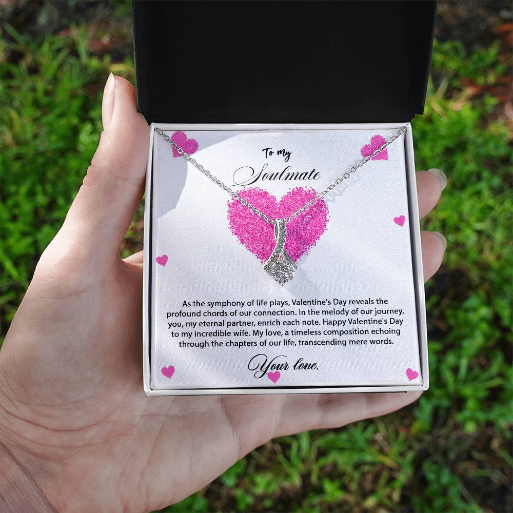 valentine-8b Alluring Beauty Necklace, Gift to my Soulmate with Message Card