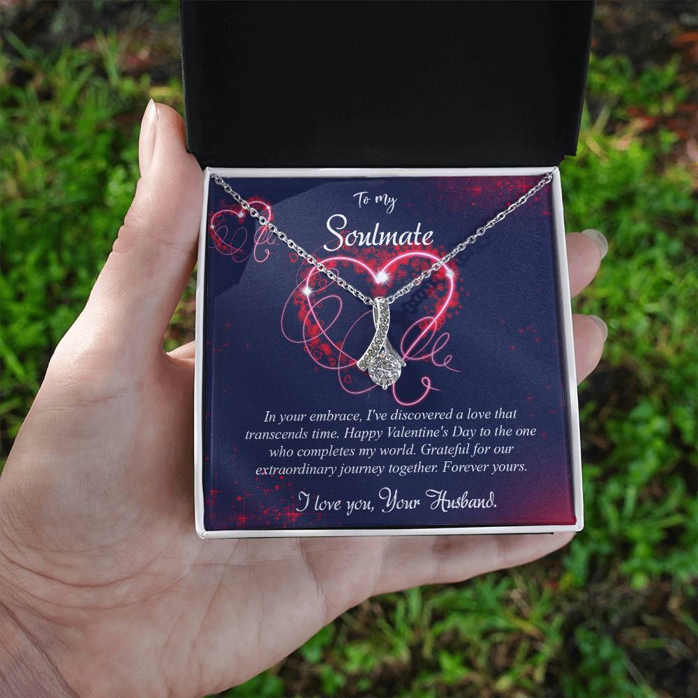 valentine-7b Alluring Beauty Necklace, Gift to my Soulmate with Message Card