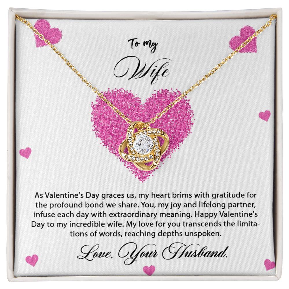 valentine-8a Love Knot Necklace, Gift to my Wife with Beautiful Message Card