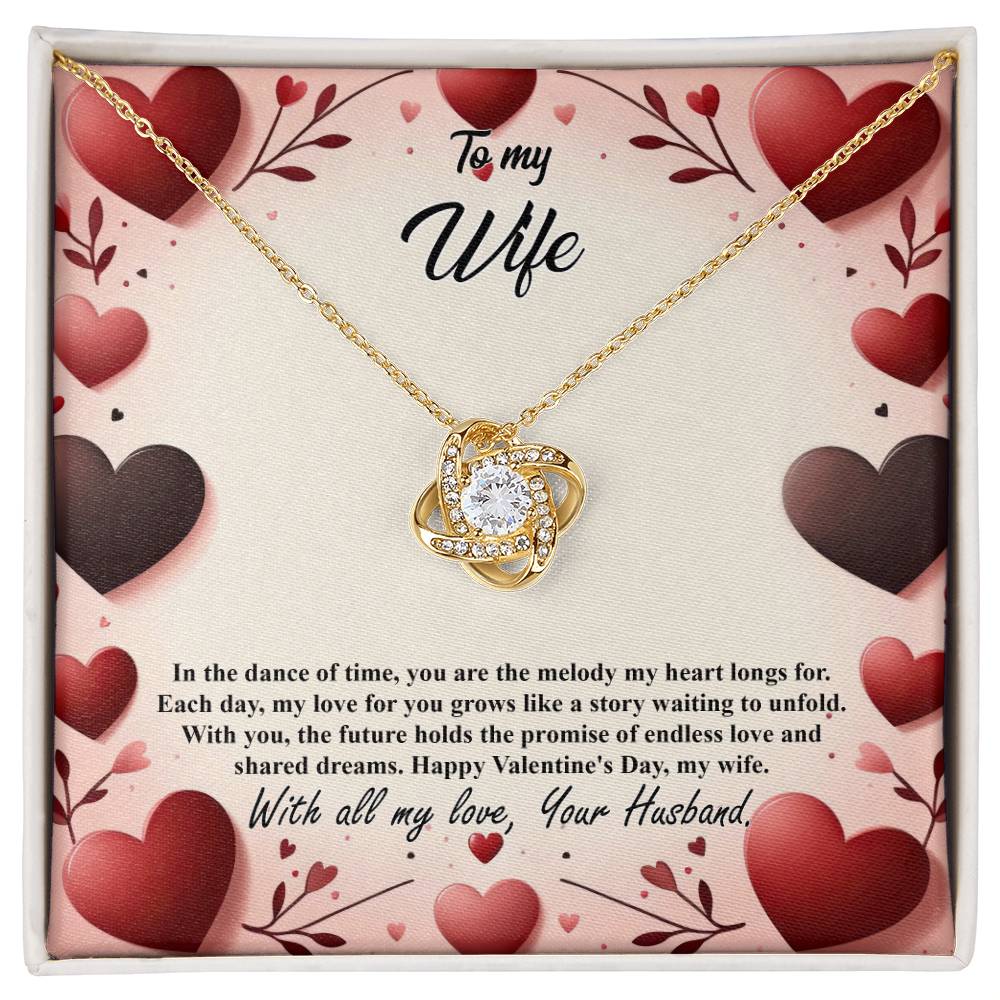 Valentine-st7a Love Knot Necklace, Gift to my Wife with Beautiful Message Card