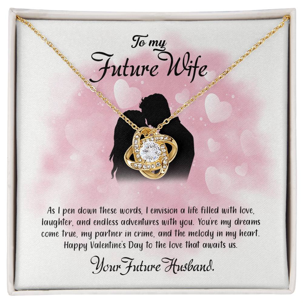 valentine-5d Love Knot Necklace, Gift to my Future Wife with Beautiful Message Card