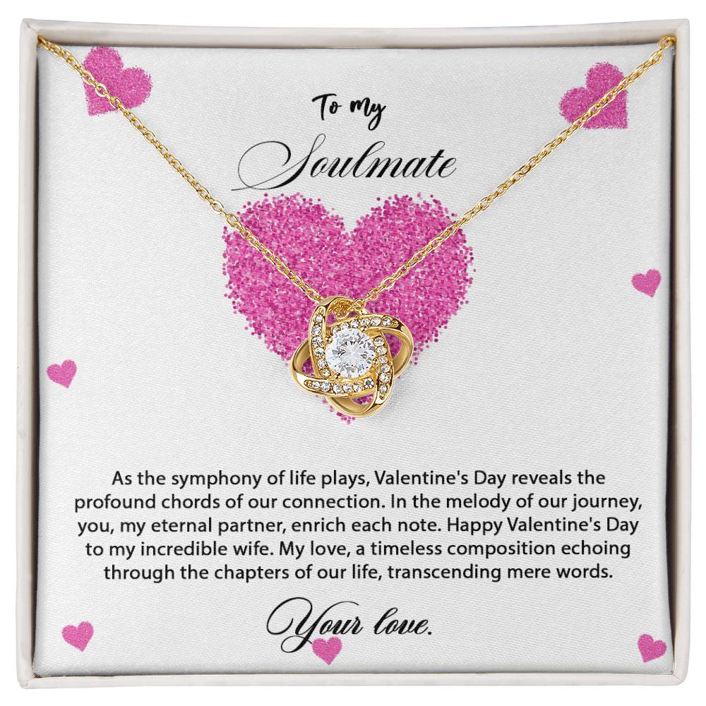 valentine-8b Love Knot Necklace, Gift to My Soulmate with Message card