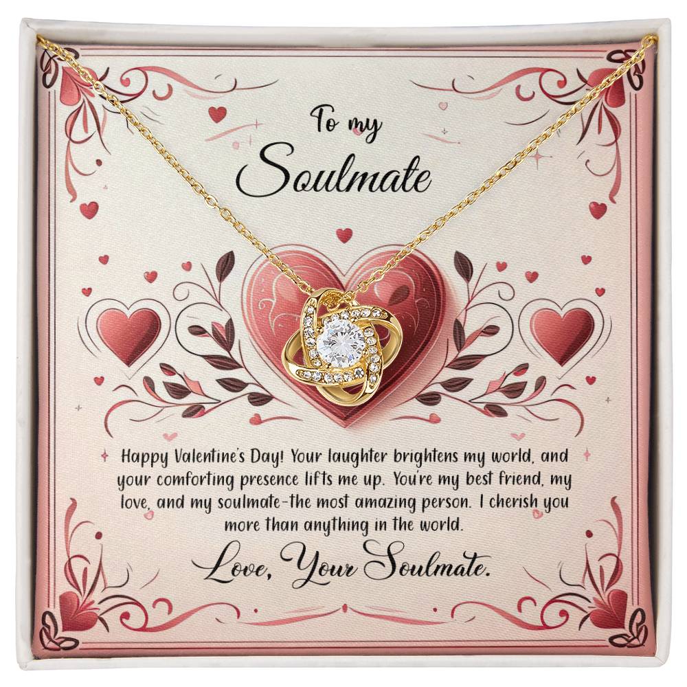 Valentine-st12b Love Knot Necklace, Gift to My Soulmate with Message card