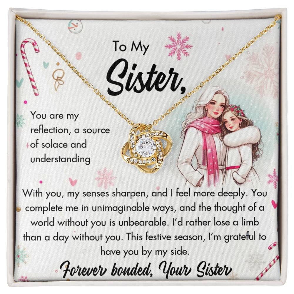 95127b Love Knot Necklace, Gift to my Sister with Beautiful Message Card