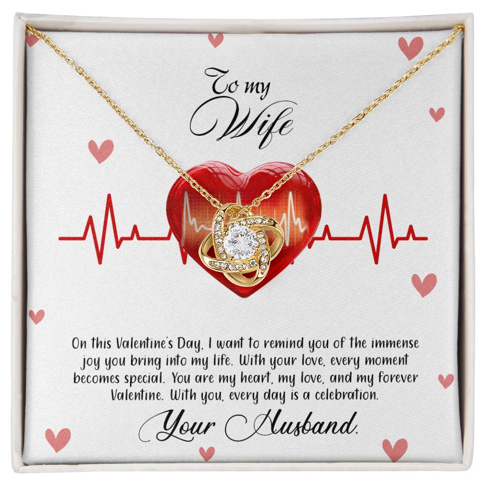 valentine-33a Love Knot Necklace, Gift to my Wife with Beautiful Message Card