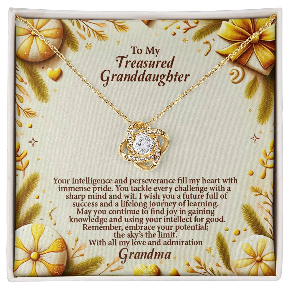 4056b Love Knot Necklace, Gift to My Granddaughter with nice Message Card