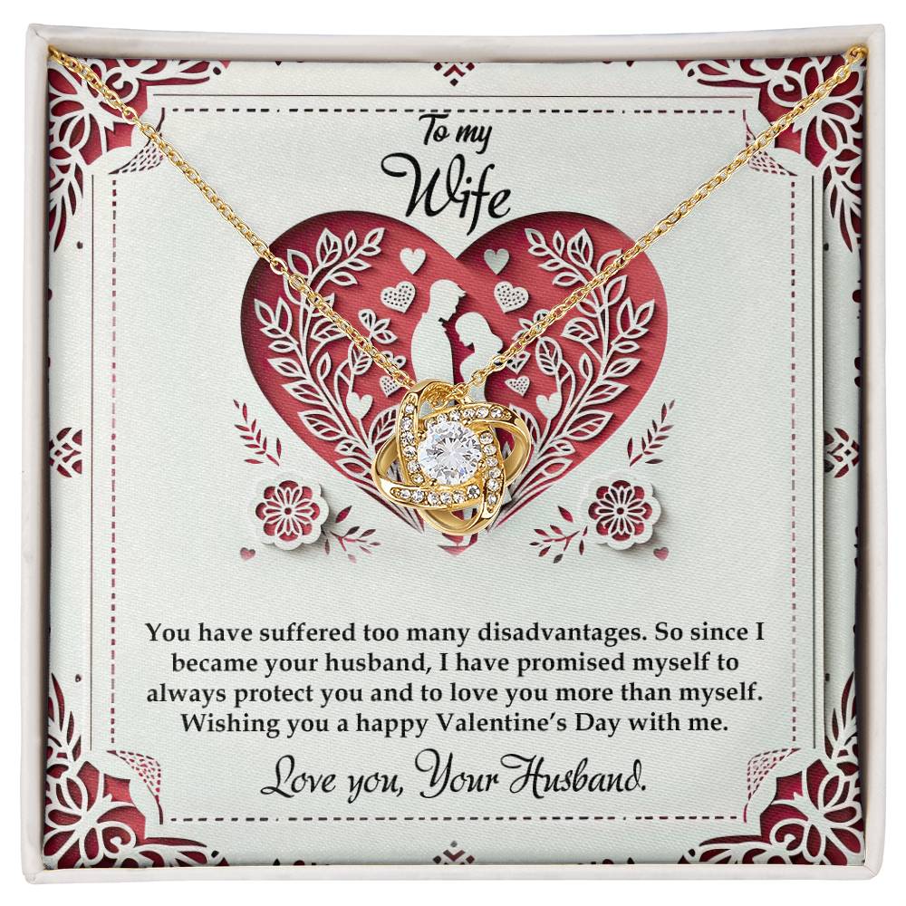 Valentine-st16a Love Knot Necklace, Gift to my Wife with Beautiful Message Card