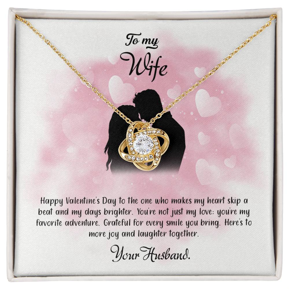 valentine-5a Love Knot Necklace, Gift to my Wife with Beautiful Message Card