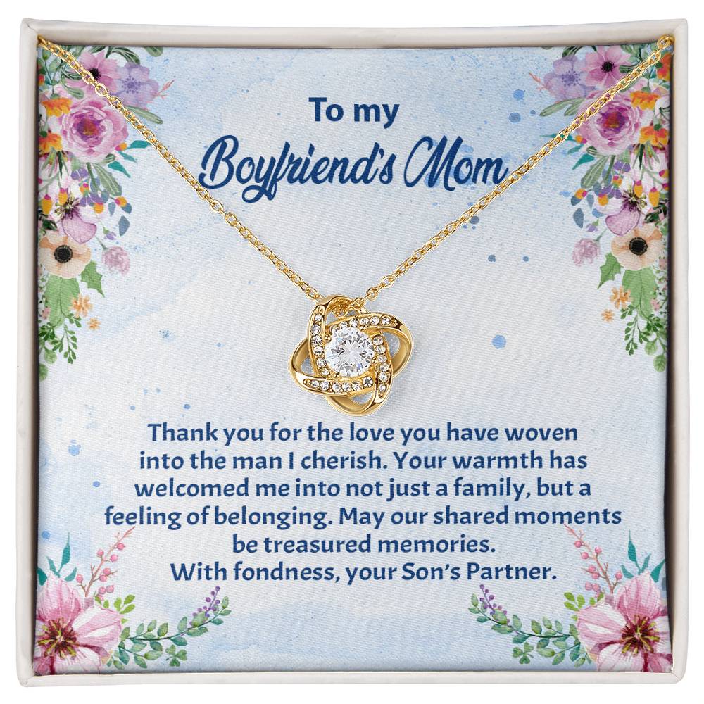 4038d Love Knot Necklace, Gift to my Boyfriend's Mom with Beautiful Message Card