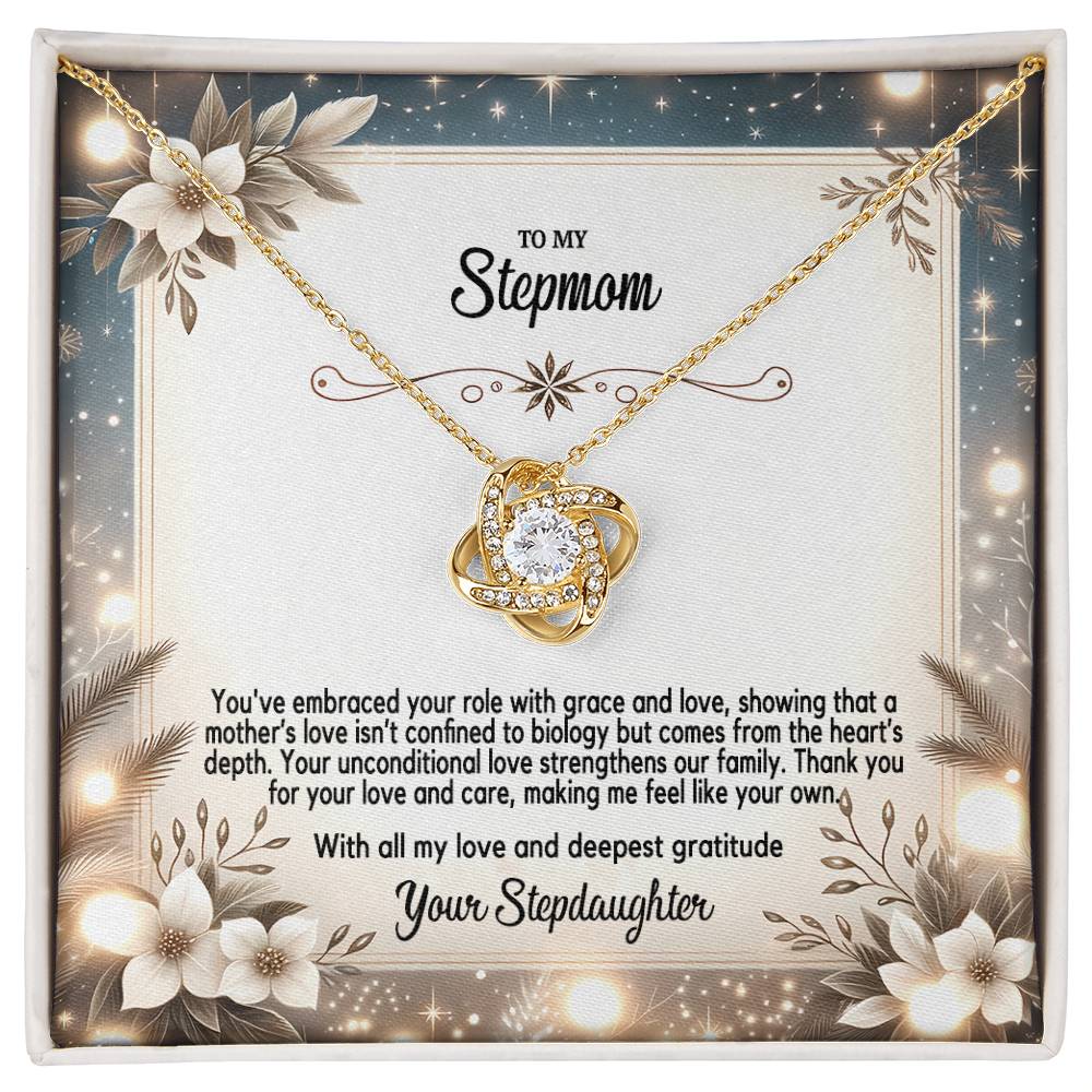 4055(c) Love Knot Necklace, Gift to my Stepmom with Beautiful Message Card