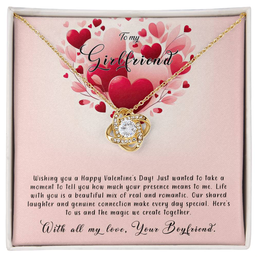 Valentine-st8c Love Knot Necklace, Gift to my Girlfriend with Beautiful Message Card