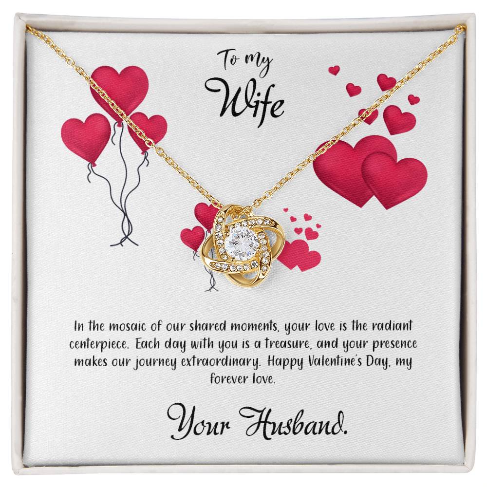 valentine-11a Love Knot Necklace, Gift to my Wife with Beautiful Message Card