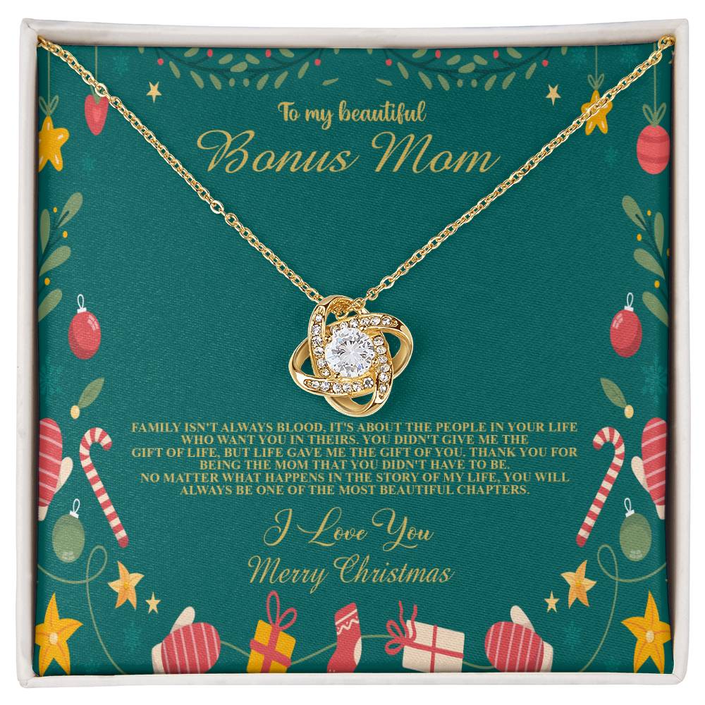 94098c Love Knot Necklace, Gift to my Stepmom with Beautiful Message Card