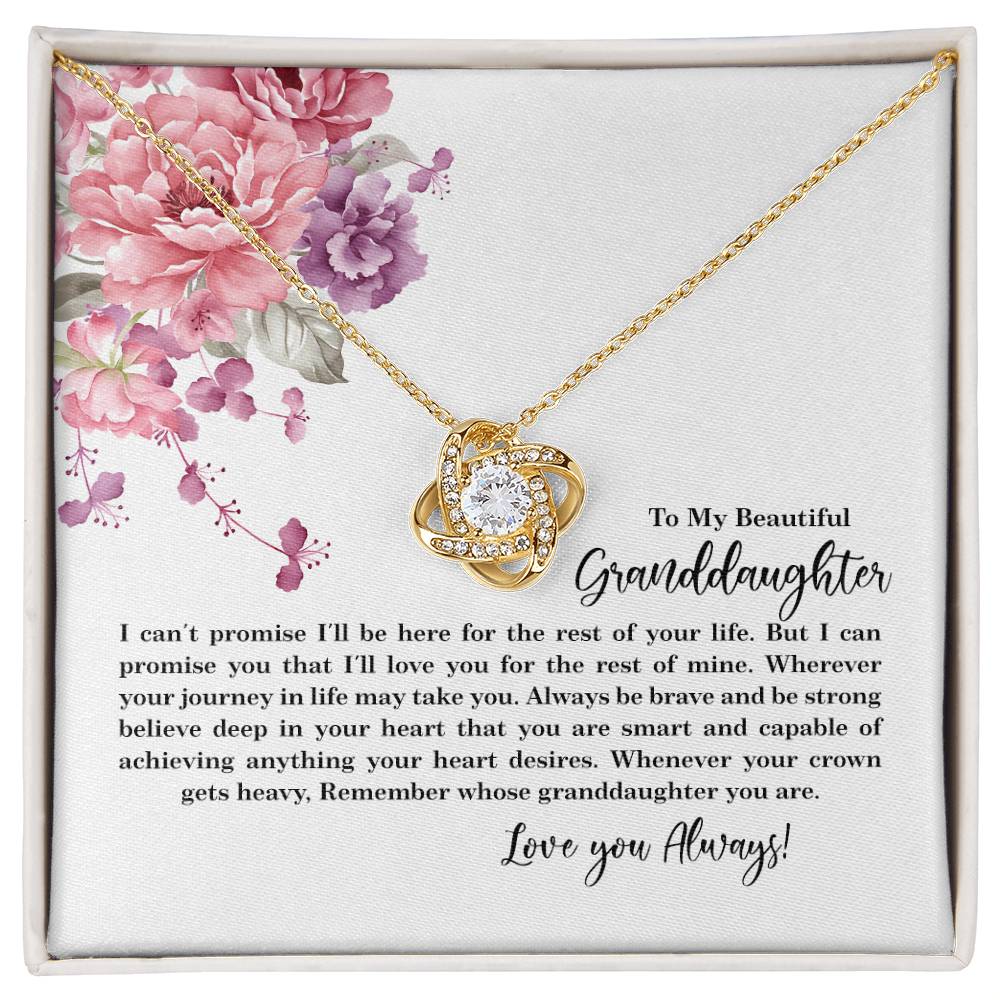 4027c Love Knot Necklace, Gift to My Granddaughter with nice Message Card