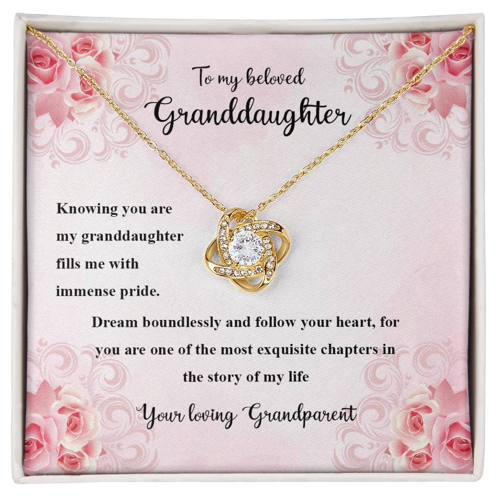 4036a Love Knot Necklace, Gift to My Granddaughter with nice Message Card