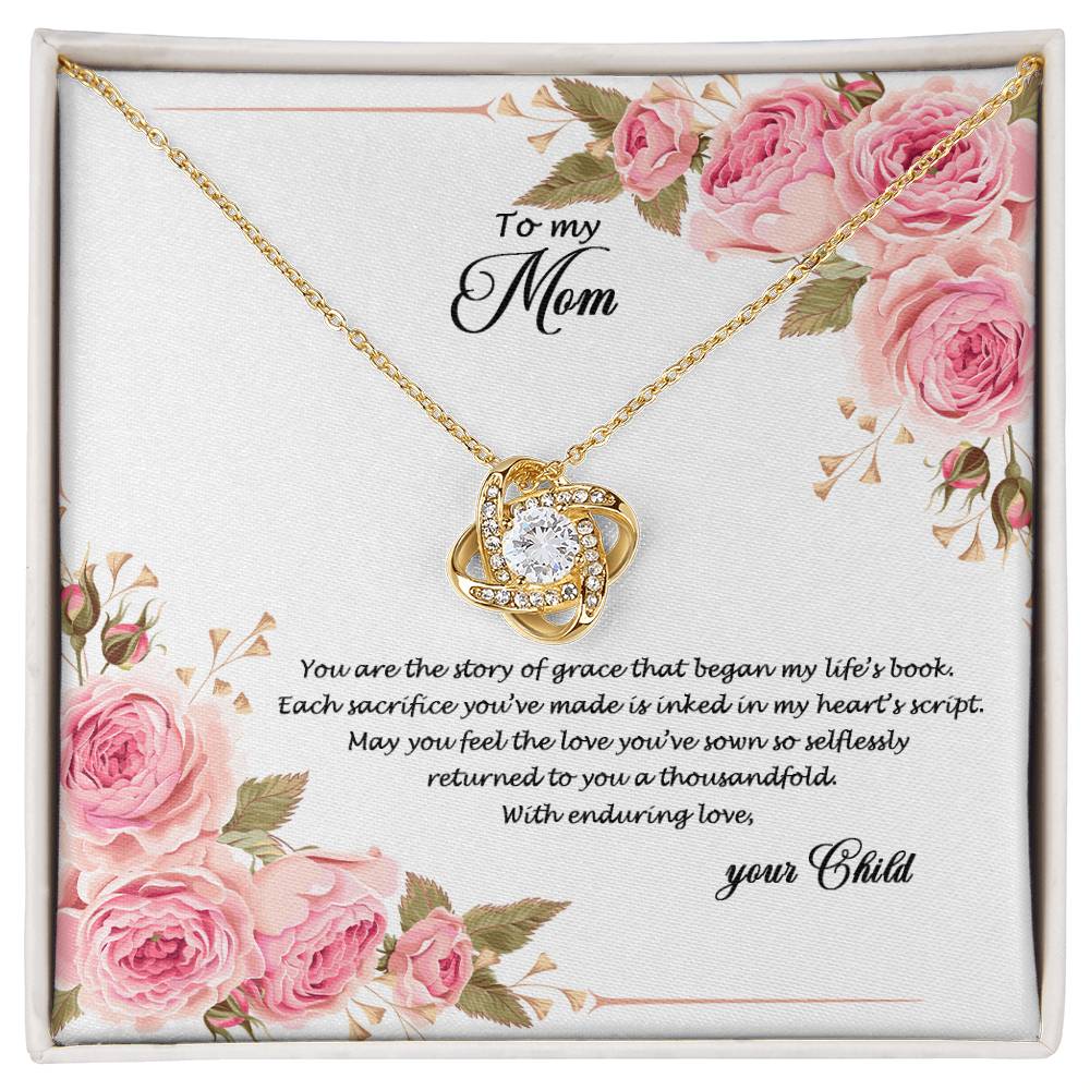 4034d Love Knot Necklace, Gift to my Mom with Beautiful Message Card