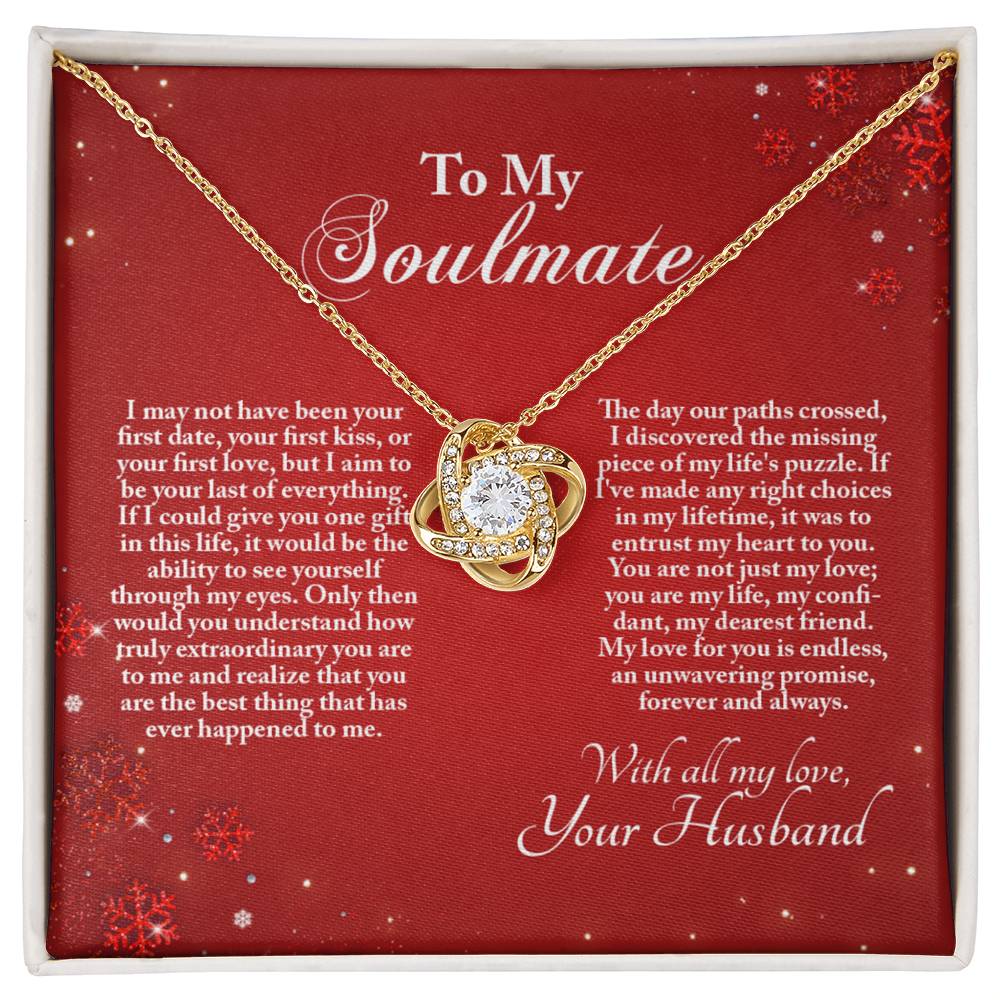 4005b Love Knot Necklace, Gift to My Soulmate with Message card