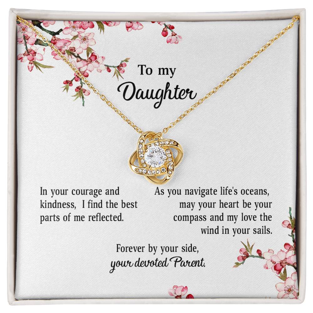 4039a Love Knot Necklace, Gift to my Daughter with Beautiful Message Card