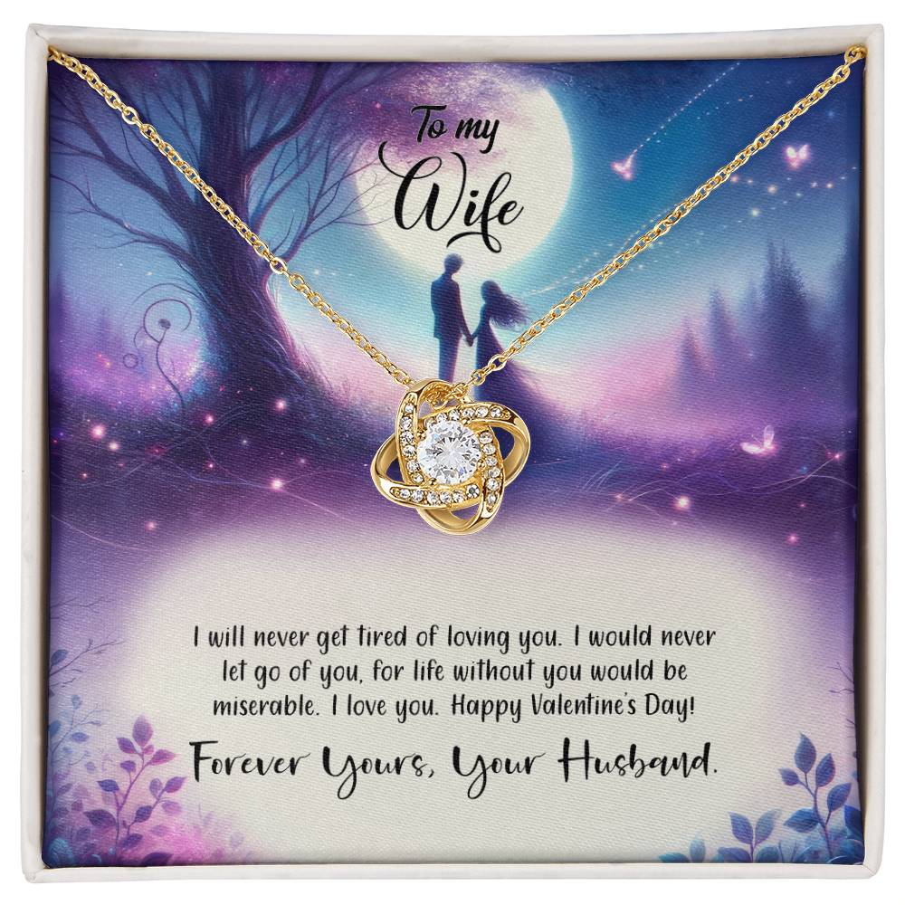 Valentine-st19a Love Knot Necklace, Gift to my Wife with Beautiful Message Card